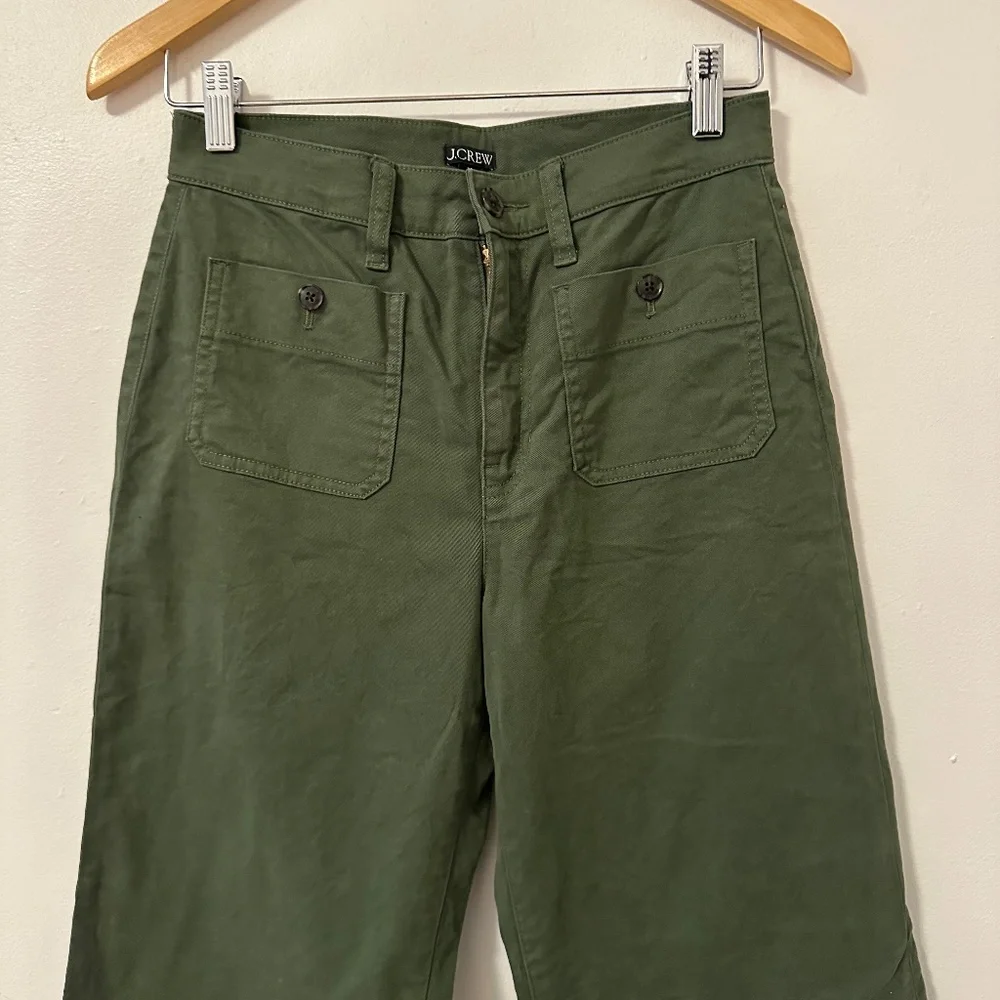 J. Crew Sailor Wide Leg Olive Green Pants | Size 25 - Picture 2 of 9